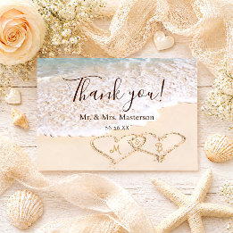 Remerciements Carte de Remerciement pour Mariage sur la Plage au