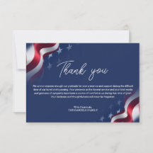 Carte de remerciement pour mémorial de vétéran