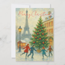 Carte de remerciement pour Noël à Paris – Tour Eif