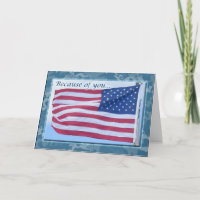 Carte de remerciement pour soldat du drapeau améri