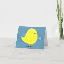 Carte de remerciement pour un bébé poussin duveteu