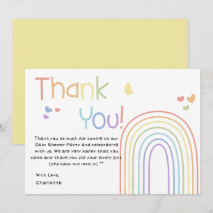 Remerciements Carte de Remerciement pour une Baby Shower Arc-en-