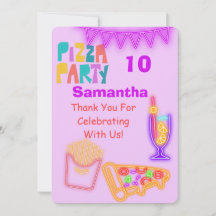 Carte de remerciement pour une soirée pizza des an