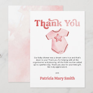 Remerciements Carte de remerciement pour vêtements de bébé rose 