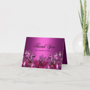 Remerciements Carte de remerciement Pretty Pink Foliage & Bow