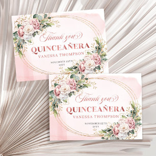 Remerciements Carte de remerciement Quince Blush Rose Bohème en