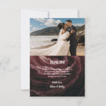 Carte de remerciement romantique rouge rose de Bou