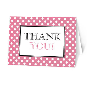 Remerciements Carte de remerciement rose à pois