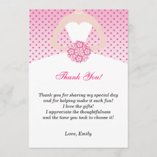 Remerciements Carte de remerciement rose à pois roses