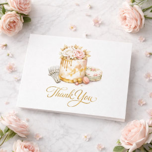Remerciements Carte de remerciement Rose Gold Blush Birthday Cak