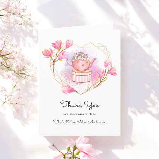 Remerciements Carte de remerciement Rose Gold et Blanc pour Pink