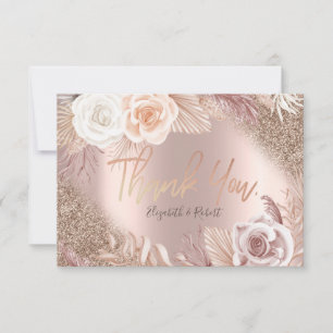 Remerciements Carte de remerciement Rose Gold Glitter Ombre Boho