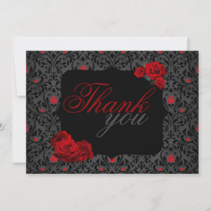 Remerciements Carte de Remerciement Rose Gothique Noire et Rouge