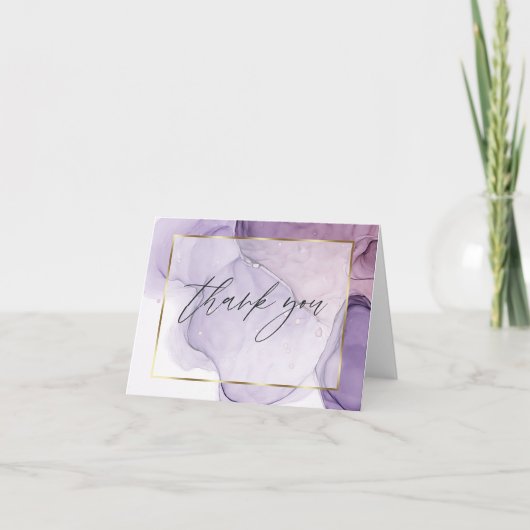 Remerciements Carte de remerciement Rose Lilas à l'encre alcooli (Devant)