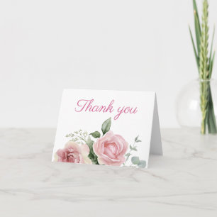Remerciements Carte de remerciement Rose rose poudrée aquarelle