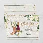 Remerciements Carte de remerciement rustique Boots and Bubbly (Devant / Derrière)