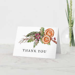 Remerciements Carte de remerciement rustique de Noël pour une fê