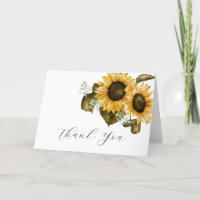 Carte de remerciement Rustique Tournesols pour Bab