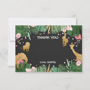 Remerciements Carte de remerciement Safari Animaux sauvages Zoo 