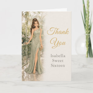Remerciements Carte de remerciement Sage Green Sweet Sixteen