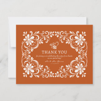 Remerciements Carte de remerciement Shabby Chic Orange foncé