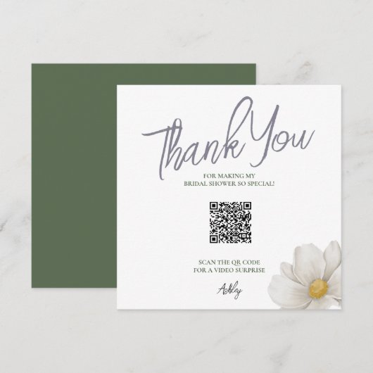 Remerciements Carte de remerciement simple blanche avec code QR  (Devant / Derrière)