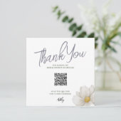 Remerciements Carte de remerciement simple blanche avec code QR  (Debout devant)