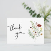 Remerciements Carte de remerciement simple boho avec fleurs sauv (Debout devant)