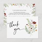 Remerciements Carte de remerciement simple boho avec fleurs sauv (Devant / Derrière)