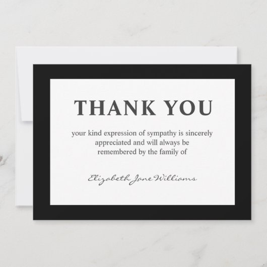 Remerciements Carte de remerciement simple funérailles bordure n (Devant)