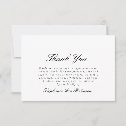 Remerciements Carte de remerciement simple pour condoléances fun (Devant)