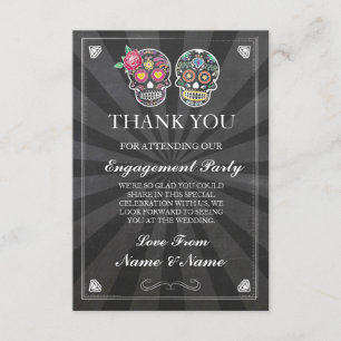 Remerciements Carte de remerciement Sugar Skull tableau noir rus
