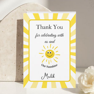 Remerciements Carte de remerciement Sunshine pour l'anniversaire