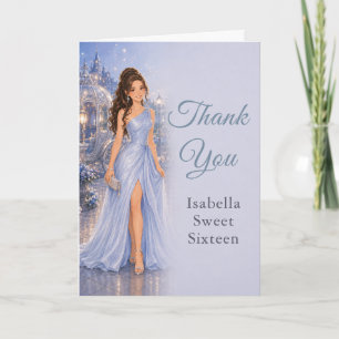Remerciements Carte de remerciement Sweet Sixteen Bleu Poudre