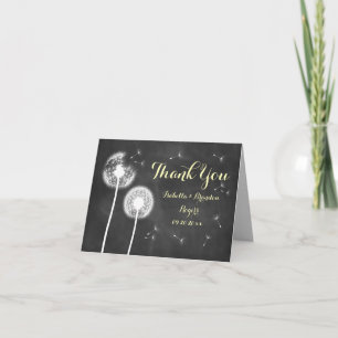 Remerciements Carte de remerciement tableau noir floral (jaune)