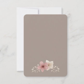 Remerciements Carte de remerciement taupe et fleurs roses