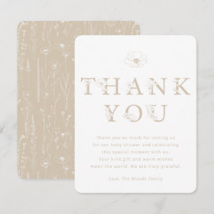 Remerciements Carte de remerciement Taupe Floral Baby Shower