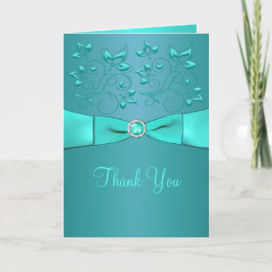 Remerciements Carte de remerciement Teal et Aqua Floral II