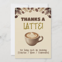 Carte de Remerciement Thanks A Latte