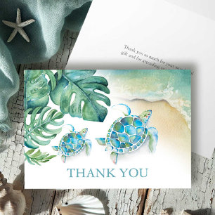 Remerciements Carte de remerciement tropicale aquarelle tortue d