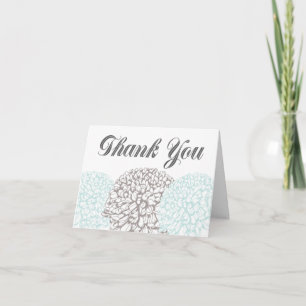 Remerciements Carte de remerciement vintage fleurs aqua