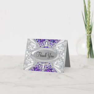 Remerciements Carte de remerciement violet Glitter & Diamond Tia
