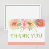 Remerciements Carte de remerciements, Fleurs d'aquarelle printan (Devant / Derrière)