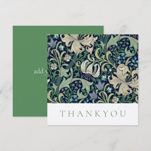 Remerciements Carte de remerciements: WILLIAM MORRIS : HONEYSUCK (Devant / Derrière)