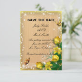 Remerciements Carte de rendez-vous Rustique Fleur Jaune Papillon (Debout devant)