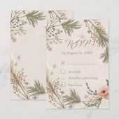 Remerciements Carte de réponse bohème hivernale rustique avec br (Devant / Derrière)