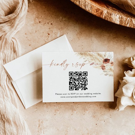 Remerciements Carte de réponse de code QR | Carte RSVP Boho Wedd