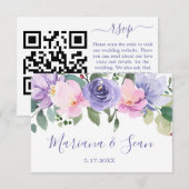 Remerciements Carte de réponse de code QR de mariage floral viol (Devant / Derrière)