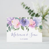 Remerciements Carte de réponse de code QR de mariage floral viol (Debout devant)