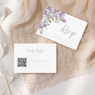 Remerciements Carte de réponse de mariage à code QR florale Lila
